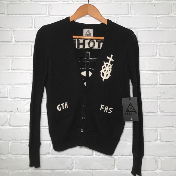 UNIF Sweaters - UNIF GO TO HELL FOR HEAVEN'S SAKE CARDIGAN NWT